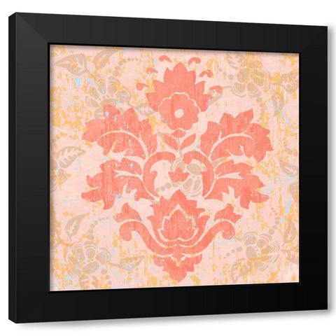 Damask Stamp V Black Modern Wood Framed Art Print by Mark, Leslie