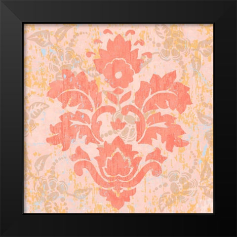 Damask Stamp V Black Modern Wood Framed Art Print by Mark, Leslie