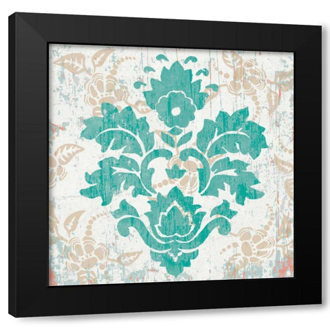 Damask Stamp VI Black Modern Wood Framed Art Print by Mark, Leslie