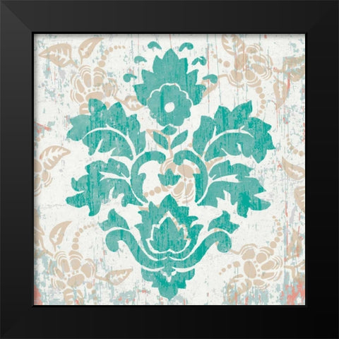 Damask Stamp VI Black Modern Wood Framed Art Print by Mark, Leslie