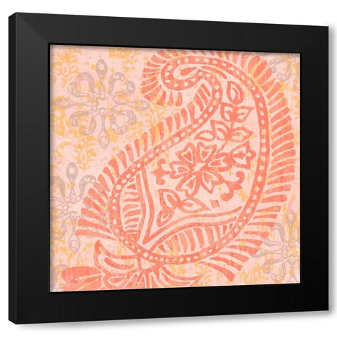 Block Print Paisley I Black Modern Wood Framed Art Print by Mark, Leslie