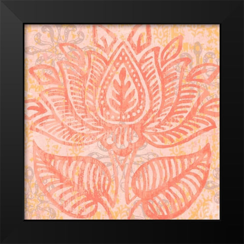 Block Print Paisley II Black Modern Wood Framed Art Print by Mark, Leslie