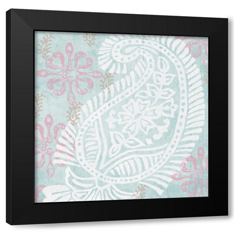 Block Print Lotus I Black Modern Wood Framed Art Print by Mark, Leslie