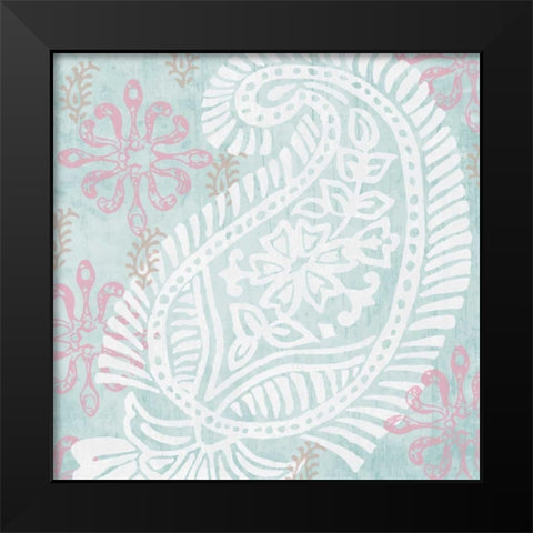 Block Print Lotus I Black Modern Wood Framed Art Print by Mark, Leslie
