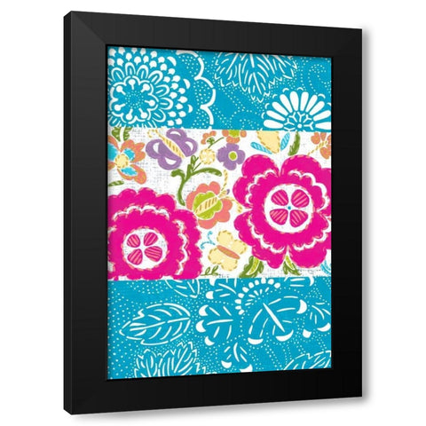 Tropical Embroidery Panel II Black Modern Wood Framed Art Print with Double Matting by Zarris, Chariklia