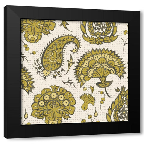 Block Print Tapestry II Black Modern Wood Framed Art Print with Double Matting by Zarris, Chariklia