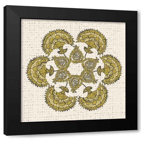 Block Print Mandala I Black Modern Wood Framed Art Print by Zarris, Chariklia