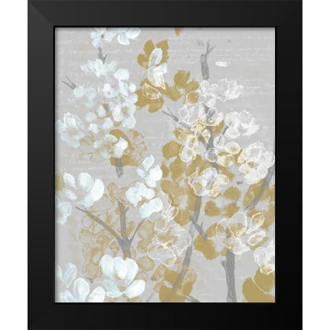 Mustard on Grey Blooms I Black Modern Wood Framed Art Print by Goldberger, Jennifer