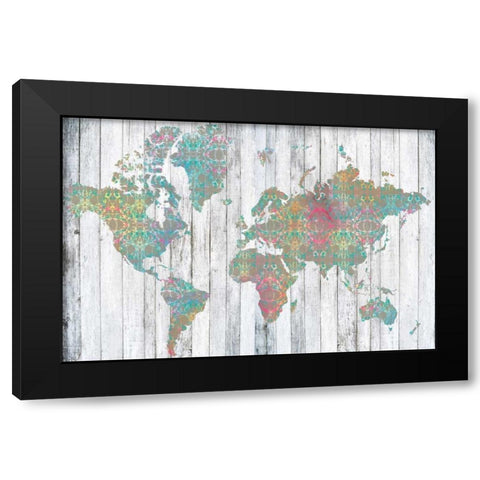 Boho Map II Black Modern Wood Framed Art Print by Goldberger, Jennifer