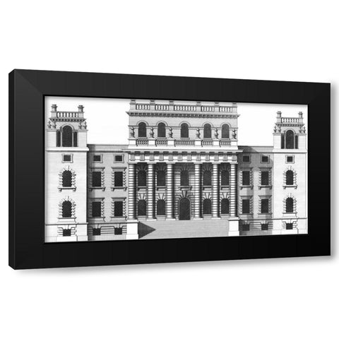 Custom Vintage Facade Blueprint VI Black Modern Wood Framed Art Print by Hulsburgh, H.