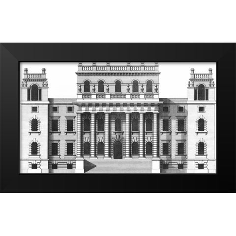Custom Vintage Facade Blueprint VI Black Modern Wood Framed Art Print by Hulsburgh, H.