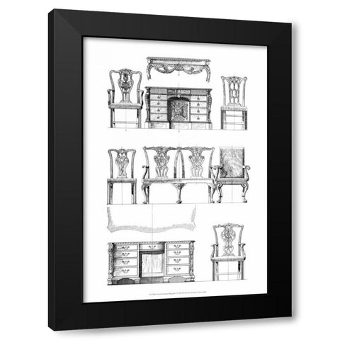 Custom Furniture Blueprint I Black Modern Wood Framed Art Print with Double Matting by Vision Studio