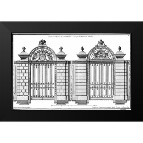 Custom Neufforge Gate Blueprint I Black Modern Wood Framed Art Print by Neufforge