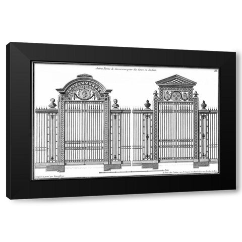 Custom Neufforge Gate Blueprint II Black Modern Wood Framed Art Print with Double Matting by Neufforge