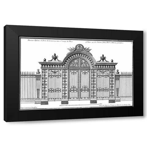 Custom Neufforge Gate Blueprint III Black Modern Wood Framed Art Print with Double Matting by Neufforge