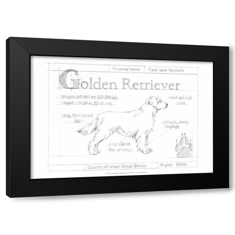 Custom Blueprint Golden Retriever Black Modern Wood Framed Art Print by Harper, Ethan
