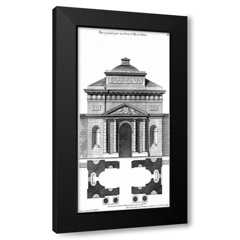 Custom Palace Facade Blueprint II Black Modern Wood Framed Art Print by Vision Studio