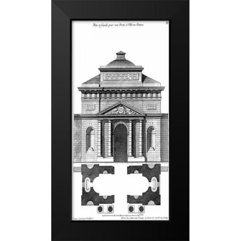 Custom Palace Facade Blueprint II Black Modern Wood Framed Art Print by Vision Studio