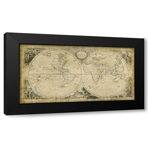 World Discoveries Map Black Modern Wood Framed Art Print with Double Matting by Jeffreys, T.
