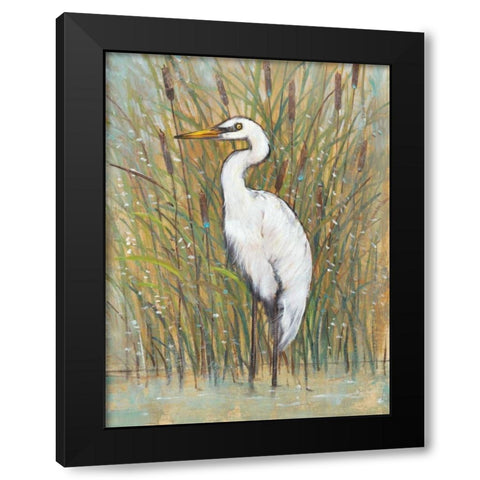 White Egret I Black Modern Wood Framed Art Print with Double Matting by OToole, Tim