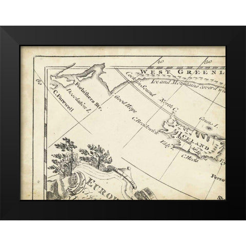 Map of Europe Grid I Black Modern Wood Framed Art Print by Jeffreys, T.