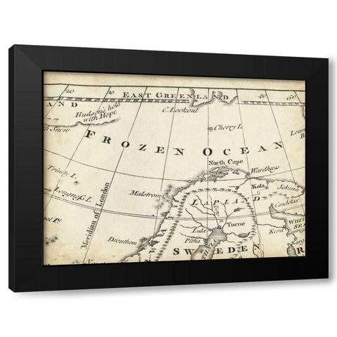 Map of Europe Grid II Black Modern Wood Framed Art Print by Jeffreys, T.