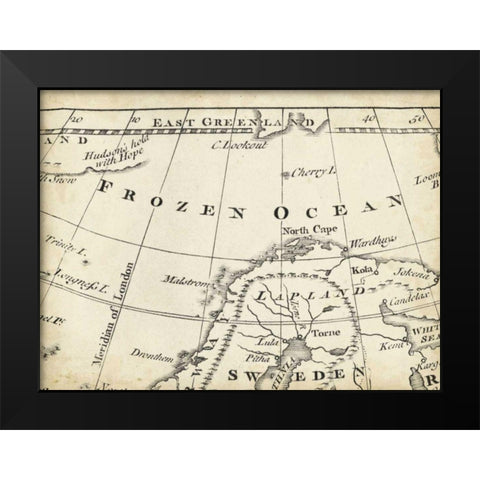Map of Europe Grid II Black Modern Wood Framed Art Print by Jeffreys, T.