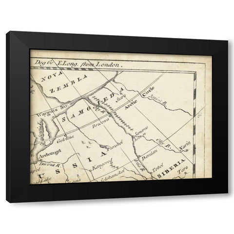 Map of Europe Grid III Black Modern Wood Framed Art Print with Double Matting by Jeffreys, T.