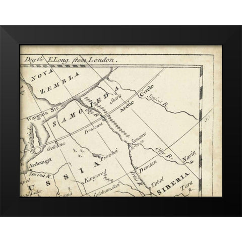 Map of Europe Grid III Black Modern Wood Framed Art Print by Jeffreys, T.