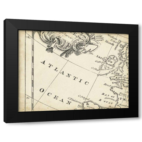 Map of Europe Grid IV Black Modern Wood Framed Art Print with Double Matting by Jeffreys, T.