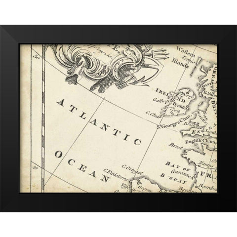 Map of Europe Grid IV Black Modern Wood Framed Art Print by Jeffreys, T.