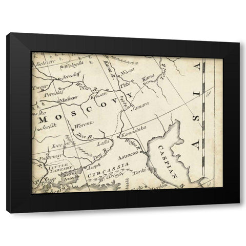 Map of Europe Grid VI Black Modern Wood Framed Art Print with Double Matting by Jeffreys, T.