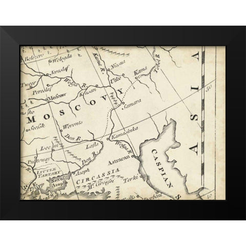 Map of Europe Grid VI Black Modern Wood Framed Art Print by Jeffreys, T.