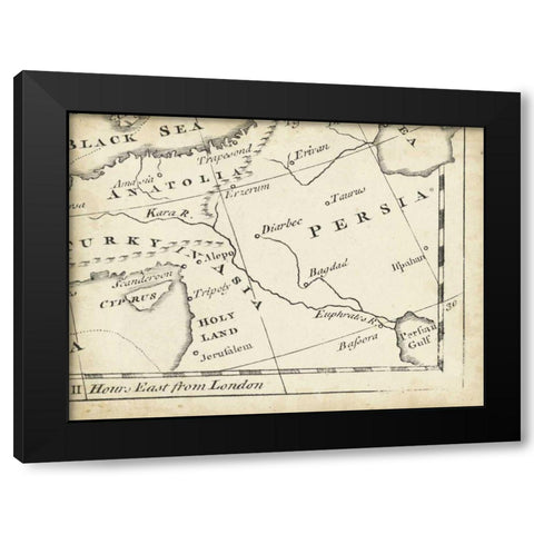 Map of Europe Grid IX Black Modern Wood Framed Art Print with Double Matting by Jeffreys, T.