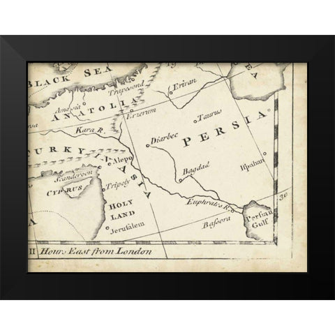 Map of Europe Grid IX Black Modern Wood Framed Art Print by Jeffreys, T.