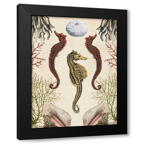 Antiquarian Menagerie - Seahorse Black Modern Wood Framed Art Print by McCavitt, Naomi