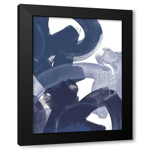 Blue on Blue I Black Modern Wood Framed Art Print with Double Matting by Vess, June Erica