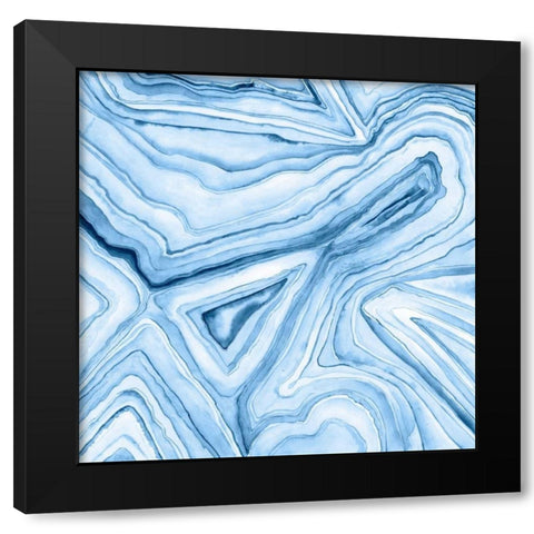 Indigo Agate Abstract  I Black Modern Wood Framed Art Print by Meagher, Megan