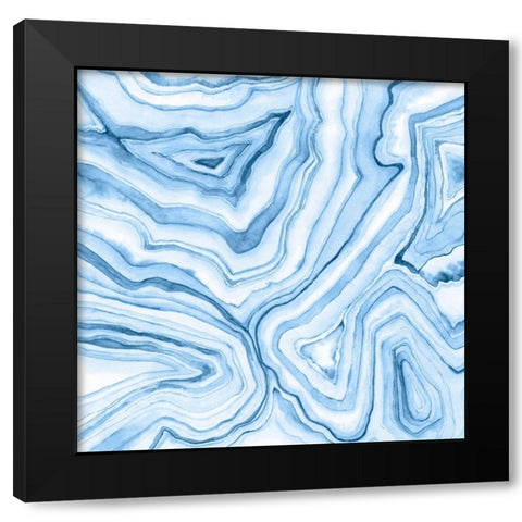 Indigo Agate Abstract  II Black Modern Wood Framed Art Print by Meagher, Megan