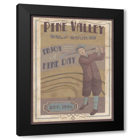 Retro Golf I Black Modern Wood Framed Art Print by Vess, June Erica