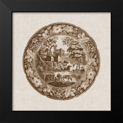 Sepia Transferware I Black Modern Wood Framed Art Print by Vision Studio