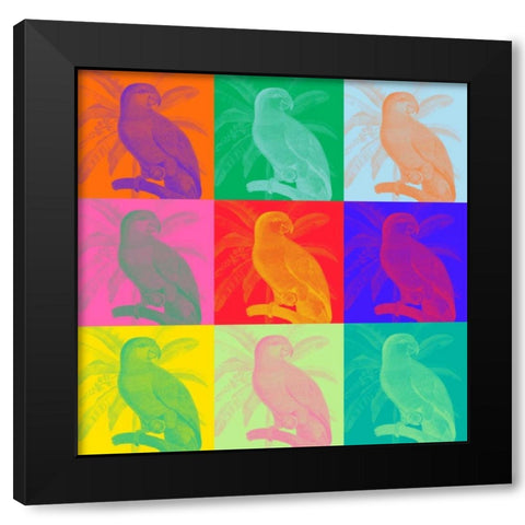 Parrot Party I Black Modern Wood Framed Art Print with Double Matting by Fagalde, Jarman
