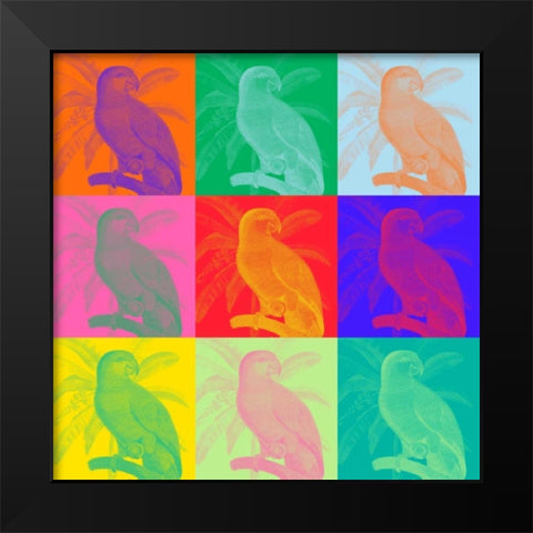 Parrot Party I Black Modern Wood Framed Art Print by Fagalde, Jarman