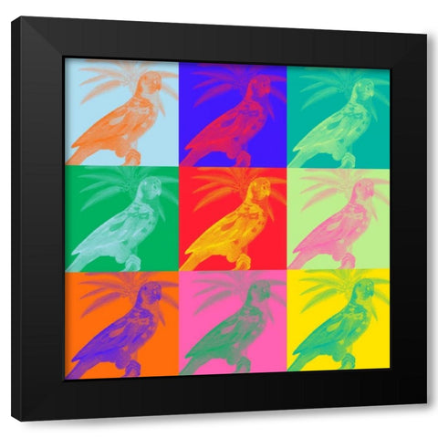 Parrot Party II Black Modern Wood Framed Art Print with Double Matting by Fagalde, Jarman