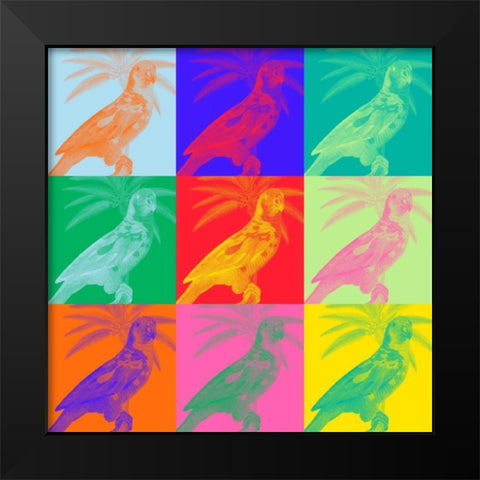 Parrot Party II Black Modern Wood Framed Art Print by Fagalde, Jarman