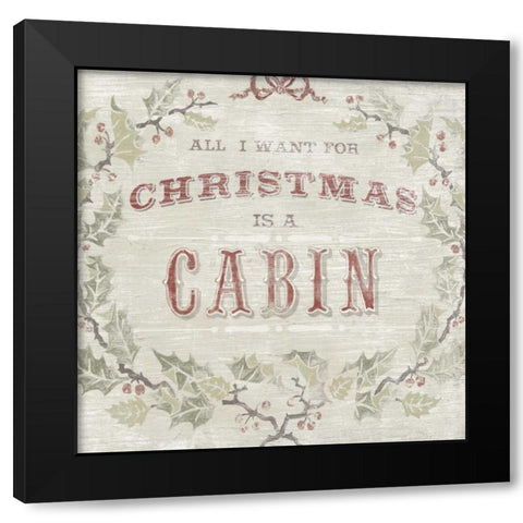 Cabin Christmas IV Black Modern Wood Framed Art Print by Vess, June Erica