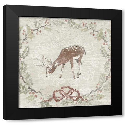 Cabin Christmas VI Black Modern Wood Framed Art Print with Double Matting by Vess, June Erica