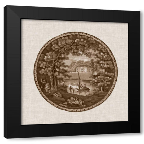 Sepia Transferware IV Black Modern Wood Framed Art Print with Double Matting by Vision Studio