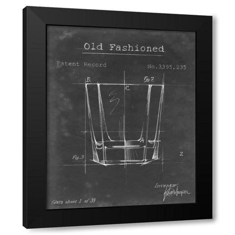 Barware Blueprint I Black Modern Wood Framed Art Print with Double Matting by Harper, Ethan