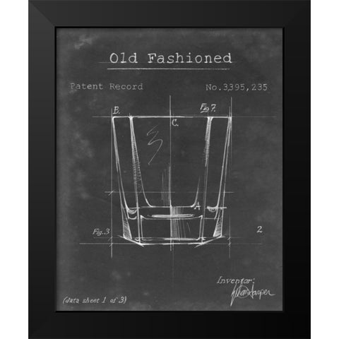 Barware Blueprint I Black Modern Wood Framed Art Print by Harper, Ethan